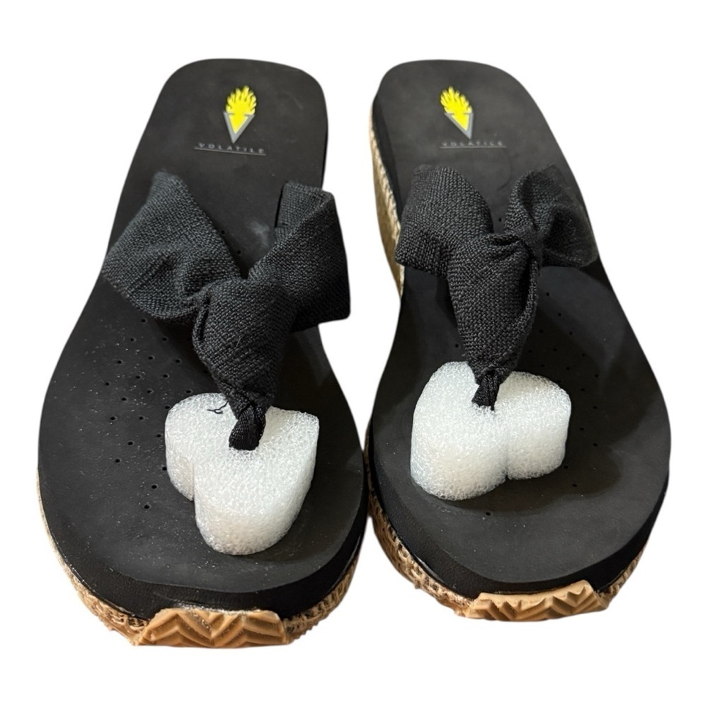 Volatile Tulane Black Wedge Sandals Women’s Size 10 Platform Flip Flops